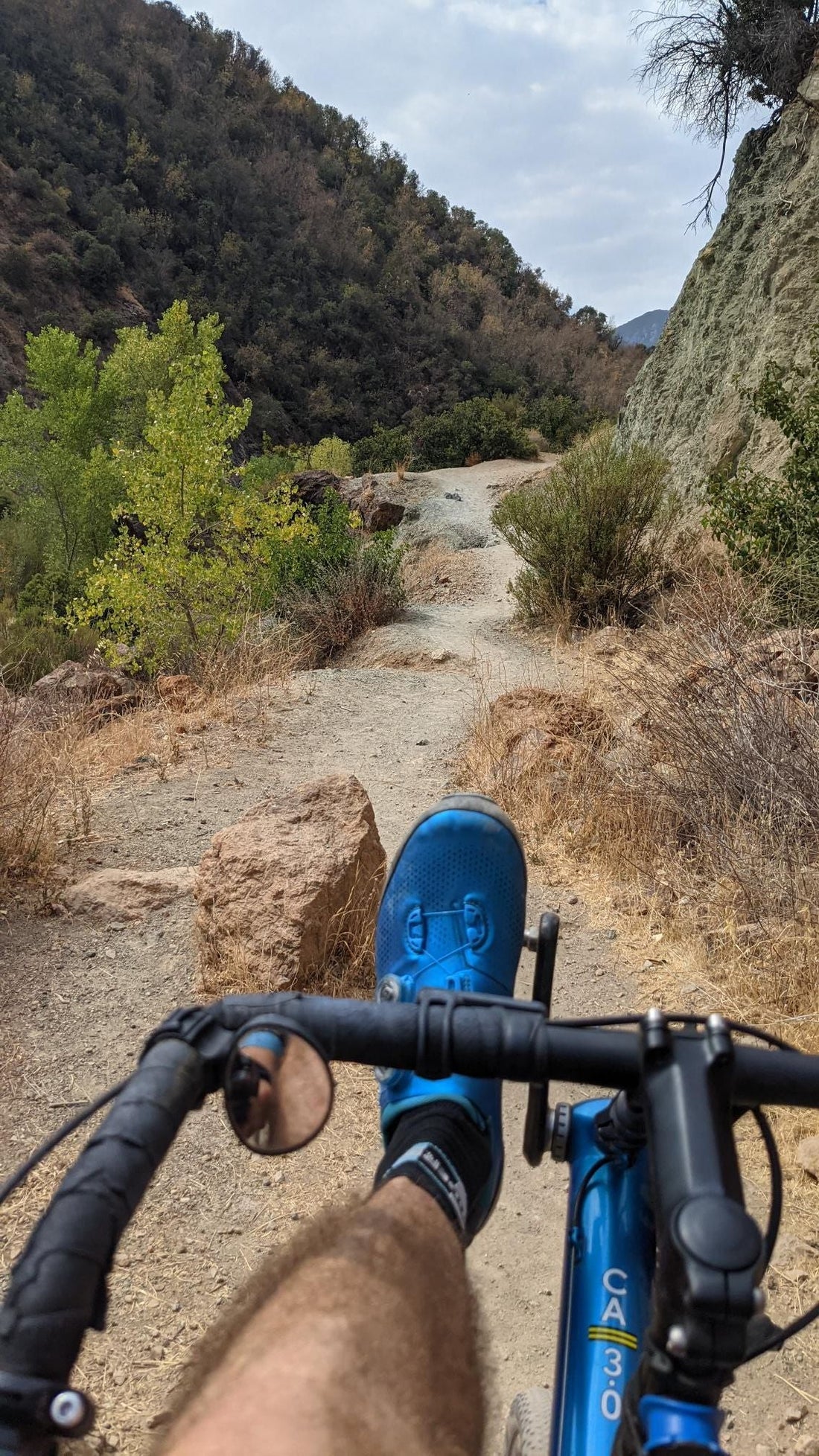Riding the trail.